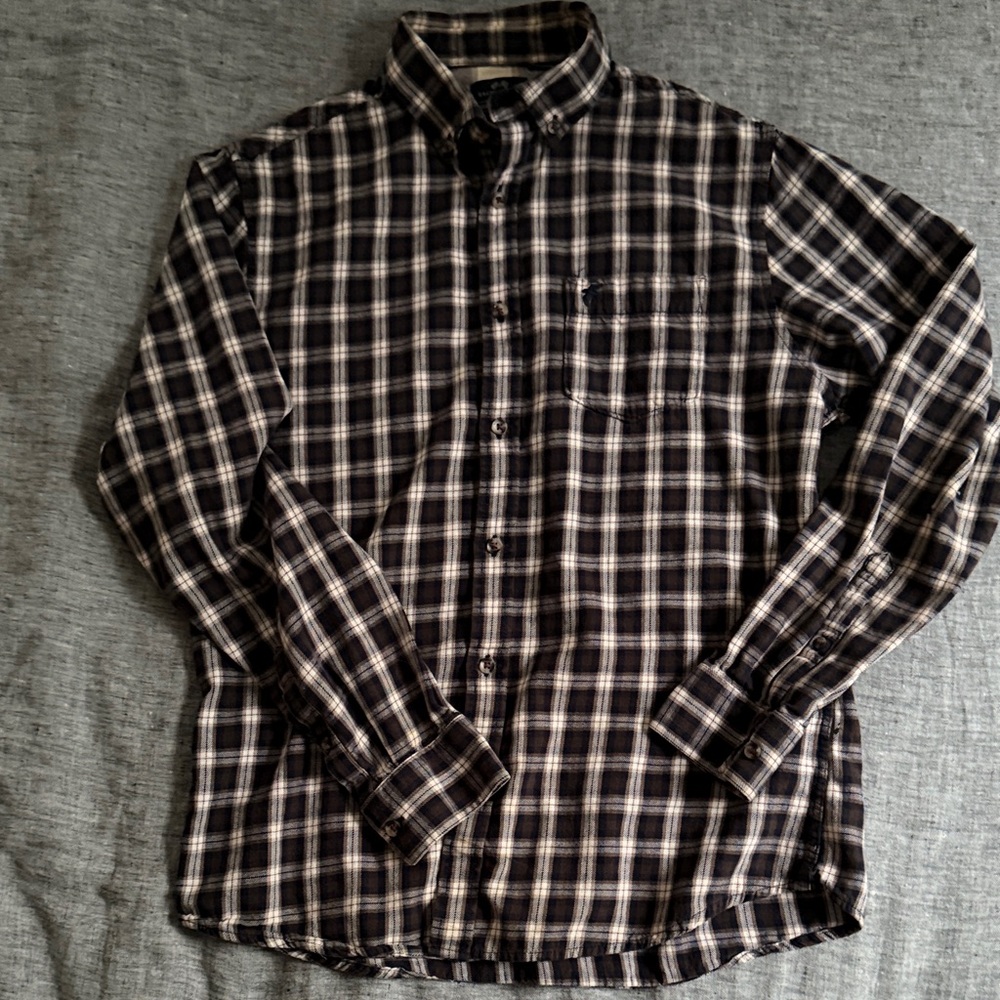 Lands End Navy and White Plaid Shirt- Racing Green Great Britain